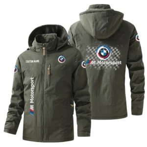 BMW M Motorsport Racing Windbreaker Jacket Hooded Warm Lining Waterproof Custom Name
