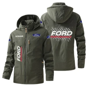 Ford Performance Racing Windbreaker Jacket Hooded Warm Lining Waterproof Custom Name