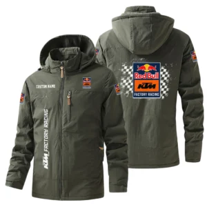 Red Bull KTM Factory Racing Windbreaker Jacket Hooded Warm Lining Waterproof Custom Name