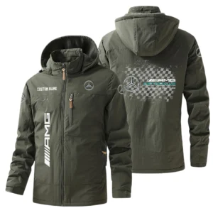 Mercedes-AMG Petronas Racing Windbreaker Jacket Hooded Warm Lining Waterproof Custom Name