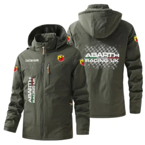 Abarth Racing UK Windbreaker Jacket Hooded Warm Lining Waterproof Custom Name