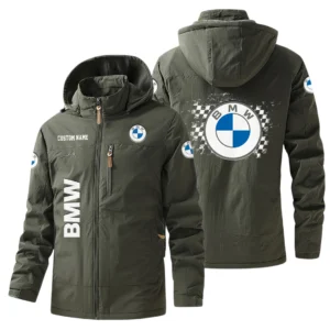 BMW Windbreaker Jacket Hooded Warm Lining Waterproof Custom Name