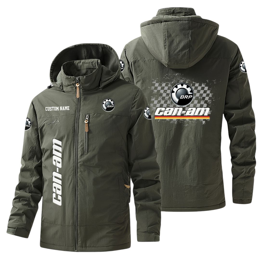 Can Am BRP Windbreaker Jacket Hooded Warm Lining Waterproof Custom Name Can Am BRP Windbreaker Jacket Hooded Warm Lining Waterproof Custom Name
