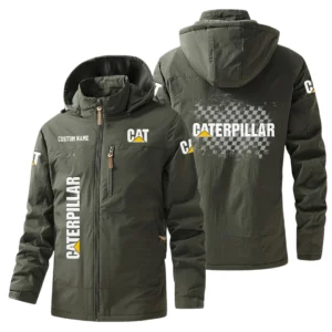 Caterpillar Windbreaker Jacket Hooded Warm Lining Waterproof Custom Name