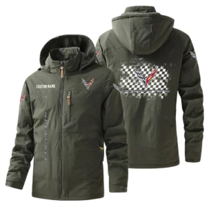 Corvette Windbreaker Jacket Hooded Warm Lining Waterproof Custom Name