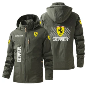 Ferrari Windbreaker Jacket Hooded Warm Lining Waterproof Custom Name
