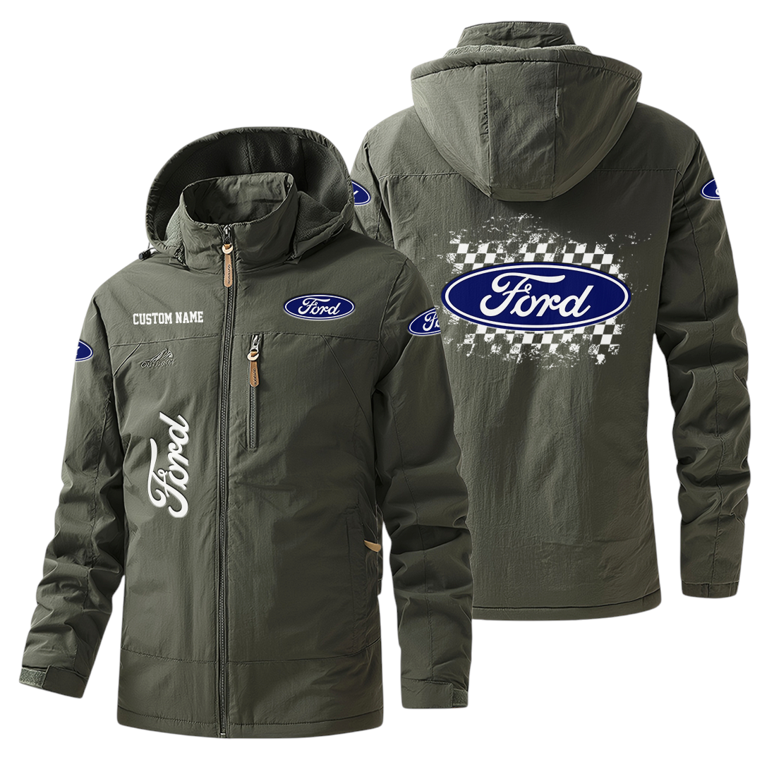 Ford Windbreaker Jacket Hooded Warm Lining Waterproof Custom Name Ford Windbreaker Jacket Hooded Warm Lining Waterproof Custom Name
