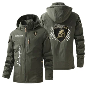 Lamborghini Windbreaker Jacket Hooded Warm Lining Waterproof Custom Name