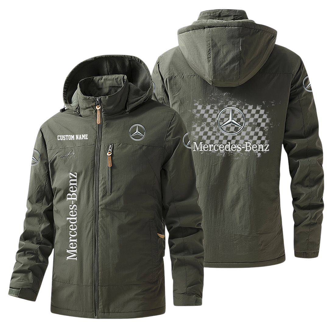Mercedes-Benz Windbreaker Jacket Hooded Warm Lining Waterproof Custom Name Mercedes-Benz Windbreaker Jacket Hooded Warm Lining Waterproof Custom Name