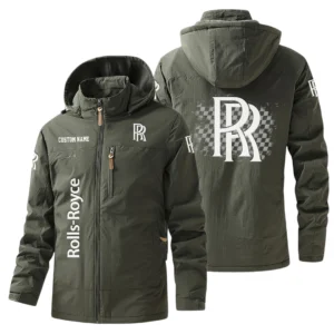 Rolls Royce Windbreaker Jacket Hooded Warm Lining Waterproof Custom Name