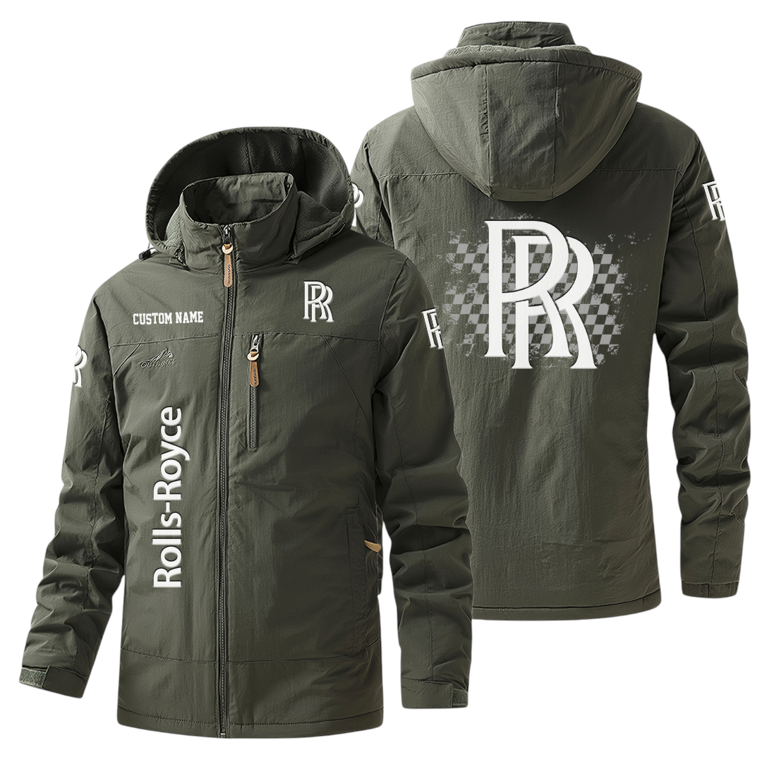 Rolls Royce Windbreaker Jacket Hooded Warm Lining Waterproof Custom Name Rolls Royce Windbreaker Jacket Hooded Warm Lining Waterproof Custom Name