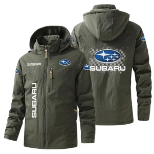 Subaru Windbreaker Jacket Hooded Warm Lining Waterproof Custom Name