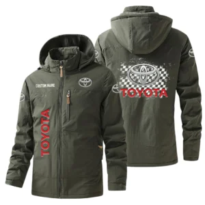 Toyota Windbreaker Jacket Hooded Warm Lining Waterproof Custom Name