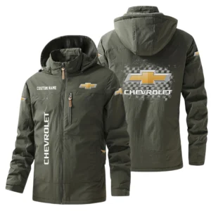 Chevrolet Windbreaker Jacket Hooded Warm Lining Waterproof Custom Name