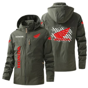 Honda Motor Windbreaker Jacket Hooded Warm Lining Waterproof Custom Name