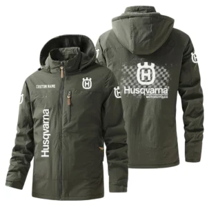 Husqvarna Motorcycles Windbreaker Jacket Hooded Warm Lining Waterproof Custom Name