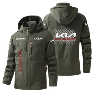 KIA Windbreaker Jacket Hooded Warm Lining Waterproof Custom Name