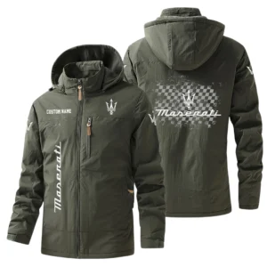 Maserati Windbreaker Jacket Hooded Warm Lining Waterproof Custom Name