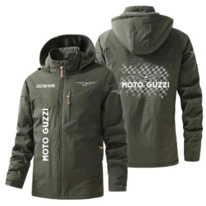 Moto Guzzi Windbreaker Jacket Hooded Warm Lining Waterproof Custom Name