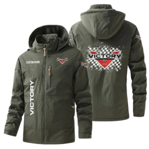 Victory Motorcycles Windbreaker Jacket Hooded Warm Lining Waterproof Custom Name
