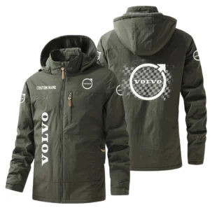 Volvo Windbreaker Jacket Hooded Warm Lining Waterproof Custom Name
