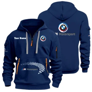 BMW M Motorsport Racing Half Zip Hoodie Sports Hooded Multi-Pockets Custom Name