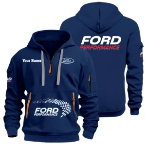 Ford Performance Racing Half Zip Hoodie Sports Hooded Multi-Pockets Custom Name
