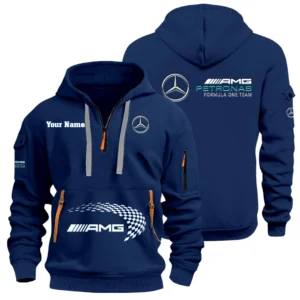 Mercedes-AMG Petronas Racing Half Zip Hoodie Sports Hooded Multi-Pockets Custom Name