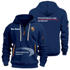 Porsche Motorsport Racing Half Zip Hoodie Sports Hooded Multi-Pockets Custom Name