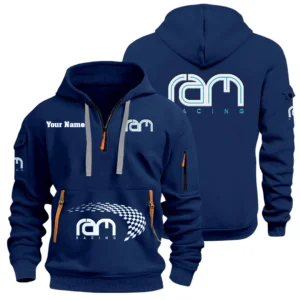 RAM Racing Half Zip Hoodie Sports Hooded Multi-Pockets Custom Name