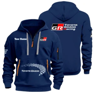 Toyota Gazoo Racing Half Zip Hoodie Sports Hooded Multi-Pockets Custom Name