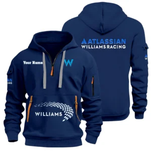 Williams Racing Half Zip Hoodie Sports Hooded Multi-Pockets Custom Name