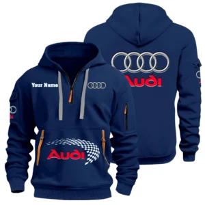 Audi Half Zip Hoodie Sports Hooded Multi-Pockets Custom Name