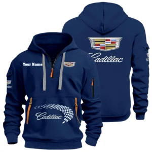 Cadillac Half Zip Hoodie Sports Hooded Multi-Pockets Custom Name