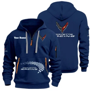 Corvette Racing Half Zip Hoodie Sports Hooded Multi-Pockets Custom Name