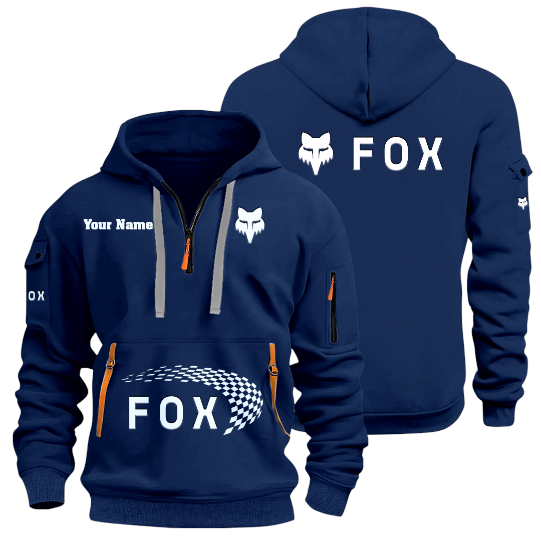Fox Racing Half Zip Hoodie Sports Hooded Multi-Pockets Custom Name Fox Racing Half Zip Hoodie Sports Hooded Multi-Pockets Custom Name