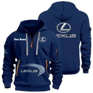 LEXUS Half Zip Hoodie Sports Hooded Multi-Pockets Custom Name