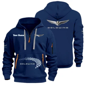 Honda Gold Wing Half Zip Hoodie Sports Hooded Multi-Pockets Custom Name