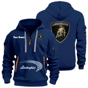 Lamborghini Half Zip Hoodie Sports Hooded Multi-Pockets Custom Name