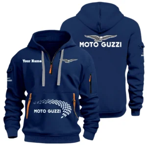 Moto Guzzi Half Zip Hoodie Sports Hooded Multi-Pockets Custom Name
