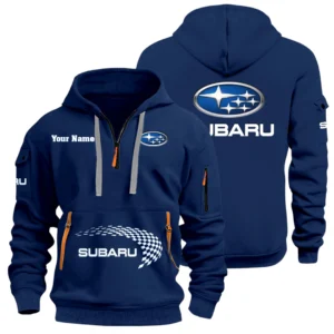 Subaru Half Zip Hoodie Sports Hooded Multi-Pockets Custom Name