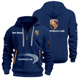 Porsche Half Zip Hoodie Sports Hooded Multi-Pockets Custom Name
