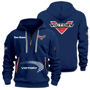 Victory Motorcycles Half Zip Hoodie Sports Hooded Multi-Pockets Custom Name
