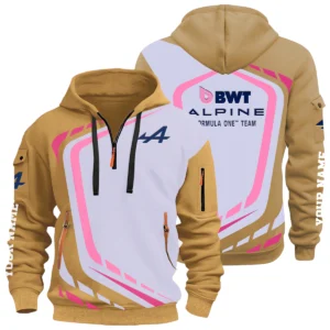 Alpine F1 Team Racing Half Zip Hoodie All Over Prints Multi-Pockets Custom Name
