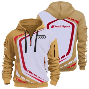 Audi Sport Racing Half Zip Hoodie All Over Prints Multi-Pockets Custom Name