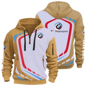 BMW M Motorsport Racing Half Zip Hoodie All Over Prints Multi-Pockets Custom Name