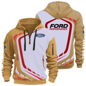 Ford Performance Racing Half Zip Hoodie All Over Prints Multi-Pockets Custom Name