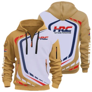 HRC Honda Racing Half Zip Hoodie All Over Prints Multi-Pockets Custom Name