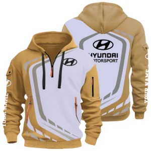Hyundai Motorsport Racing Half Zip Hoodie All Over Prints Multi-Pockets Custom Name