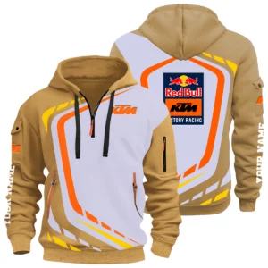 Red Bull KTM Factory Racing Half Zip Hoodie All Over Prints Multi-Pockets Custom Name